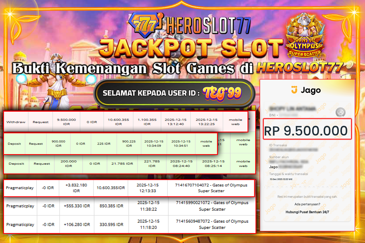 HEROSLOT77 JACKPOT GATES OF OLYMPUS SUPER SCATTER - PRAGMATICPLAY  Rp 9.500.000.- LUNAS!!!